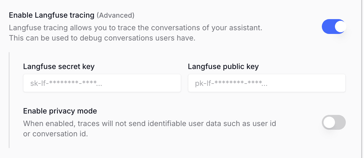 Enable tracing for agent in
Langdock